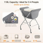 ELYKEN Laundry Basket with Wheels, Collapsible Laundry Hamper, Gray - Image 4