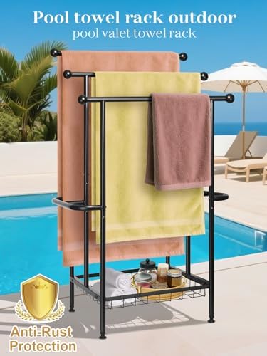 Freestanding Towel Rack for Bathroom, Pool & Outdoor, 3-Tier 39" Metal - Image 2