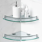 Crowye 2 Pcs Corner Shower Shelf 2-tier Glass Corner Shelf Stainless Steel Wall Mounted Bathroom Organizer for Storing Shower Gel Shampoo Brush, 9.25 Inches (Silver) - Image 4