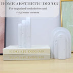 Decorative Book Ends for Shelves - Boho Aesthetic Bookends Decor - Heavy Duty Travertine Book Stopper Holder for Home Office Desk Coffee Table, Gifts for Book Lovers (White) - Image 4