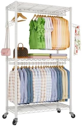 Golpart Heavy Duty Rolling Clothes Rack Wheels Portable Metal Garment Rack by Golpart