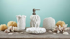 Hymmah Bathroom Accessories Set,Coral Seashell Design Toothbrush Holder,Farmhouse Bathroom Decor,4 Pcs Resin Gift Set Apartment Necessities, Contain Toothbrush Cup,Soap Dispenser,Soap Dish,Tumbler - Image 4