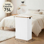 efluky Slim Laundry Basket with Lid, Narrow Laundry Hamper with Removable Bag, Skinny Dirty Clothes Basket with Bamboo Handles for Bathroom, Bedroom & Laundry Room, 75L White - Image 5