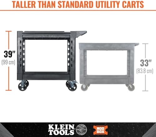 Klein Tools 54831MB MODbox Utility Cart, 2-Shelf Heavy Duty Rolling Tool Cart, 500-Pound Capacity, 6-Inch Wheels, for Jobsite, Warehouse - Image 2
