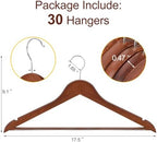 TOPIA HANGER Walnut Wooden Hangers 30 Pack, Heavy Duty Clothes Hangers - Image 2