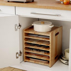 7 Tiers Cookie Sheet Organizer for Cabinet, Wooden Tray Dividers for Kitchen Cabinets Baking Sheet Pan Organizer, for Heavy Pans, Cutting Board, Bakeware, Kitchen Cupboard Storage, Solid Wood - Image 6