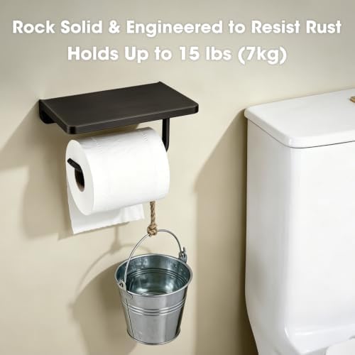 TRUSTMI Toilet Paper Holder with Shelf & Phone Stand, Oil Rubbed Bronze - Image 6