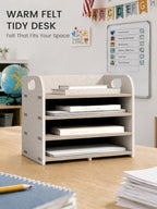Fluxynara 4-Tier Felt File Organizer with Carry Handles, Linen Dune - Image 6