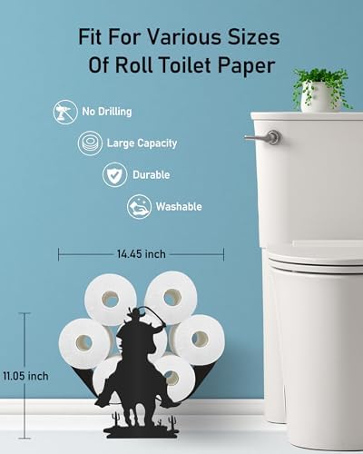 Cowboy Toilet Paper Holder Stand, Western Decor Toilet Paper Storage - Image 3
