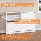 White Hidden Shoe Storage Cabinet for Entryway with 4 Flip Drawers - Image 6
