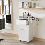 OmySalon Salon Cart with Wheels, 3-Tier Rolling Hair Styling Station, 2 Drawers & Adjustable Shelf, Hair Dryer Holder, Mobile Organizer for Salon, Barber, Spa, Nail & Beauty Tools, White - Image 7