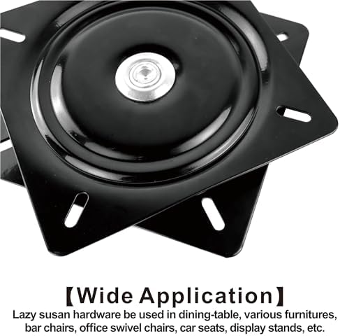 2 Pack 7 Inch Lazy Susans Turntable Bearings Swivel Zinc Plate, Black Square Susan Hardware, Heavy Duty Replacement Parts for Table, Chair, Round Bar Stools - Image 4