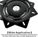 2 Pack 7 Inch Lazy Susans Turntable Bearings Swivel Zinc Plate, Black Square Susan Hardware, Heavy Duty Replacement Parts for Table, Chair, Round Bar Stools - Image 4