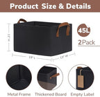 CHICVITA 45L Extra Large Fabric Storage Bins for Shelves, 2Pack, Black - Image 6