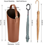 Brown Artificial Leather Tall Umbrella Holer Entryway Indoor for Business Office,22.4 Inch Umbrella Stand Entryway with Removable Water Tray 2 Hooks - Image 2