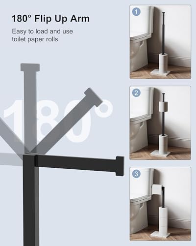 Free Standing Toilet Paper Holder Stand Matte Black Tissue Roll Holder - Image 5