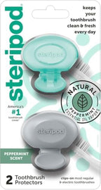 Steripod Clip-On Toothbrush Protector with Peppermint Essential Oils, Keeps Toothbrush Fresh and Clean, Travel Accessories, Fits Most Manual and Electric Toothbrushes, 2 Count (Pack of 5) by Steripod