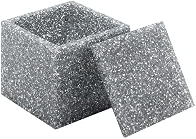 Sparkles Home Luminous Cotton Ball Holder, Sparkling Rhinestones in Resin, Durable, Non-Porous, For Luxury Bathroom Décor Accessories, Silver, 3.5", Sold Individually - Image 3