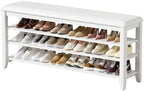 Taitiy Shoe Bench with 3 Tier Adjustable Shelves Rubberwood Entryway 47.2'' by Taitiy