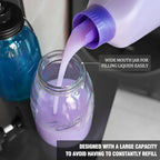 Glass Laundry Detergent Container - Besuerte Large Capacity Liquid Laundry Detergent Dispenser with Refillable & Reusable 2x50oz Mason Jars and Save Effort Pump Aid Handle, Bronze Cap - Image 2
