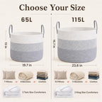 JMvicyroam 115L Extra Large Machine Washable Cotton Rope Blanket Basket - Image 4