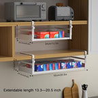 AmonHouseware 2Pack Expandable Under Shelf Storage Basket Organizer,White - Image 2