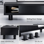 Fenge Dual Monitor Stand with Storage, Desk Shelf with Glass Sliding Door - Image 4