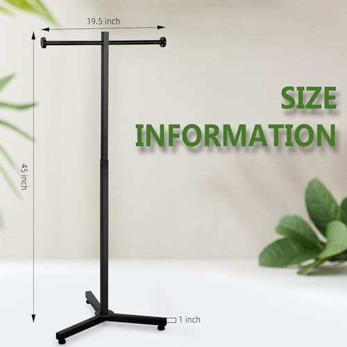 Blulu 45 Inch Adjustable Shopping Bag Rack Heavy Duty Metal Holder for Retail Store T-shaped Tote Bag Display Stand for Trade Show Boutique Small Business Entryway and Hallway(2 Pcs,Black) - Image 2