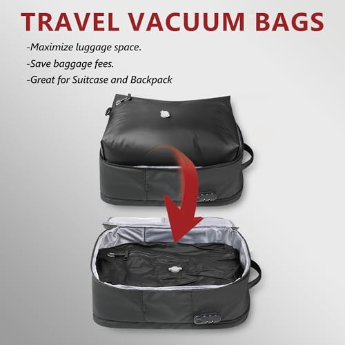 SUOCO Travel Pack Vacuum Kit, Vacuum Seal Bags for Clothing Travel with Cordless Pump, Carry-on Size Compression Packing Cubes for Luggage Suitcase Backpack, 4 Small - Image 2