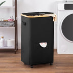 Vincona Laundry Basket with Wheels, Tall Dirty Clothes Hamper on Wheels, Rolling Laundry Hamper with lid for Dorm, Bedroom and Bathroom (Black, 100L) - Image 6