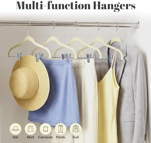 HOUSE DAY Velvet Skirt Hangers 36 Pack, Beige Hangers with Adjustable Clips - Image 3