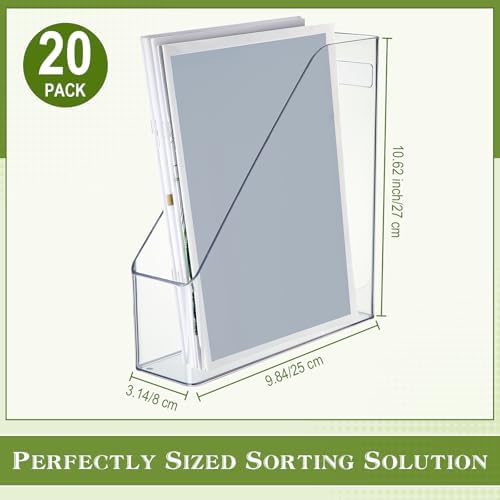 Marsui 20 Pcs Clear Acrylic Magazine Holder with Handle Desk Organizer - Image 2