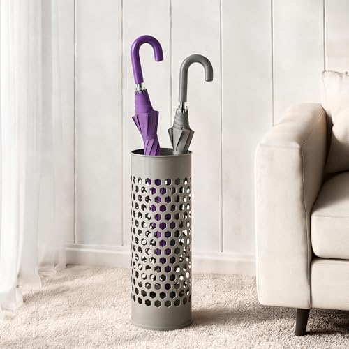 Concepts 21 inch Heavy Duty Metal Umbrella Stand - Durable Storage Holder for Umbrellas - Indoor and Outdoor Use - Stylish and Modern Organizer for Entryways. (Warm Gray) by DHDByConcepts