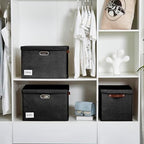 Roobyl 17" Large Fabric Storage Box with Lids, 3-Pack, Black - Image 6