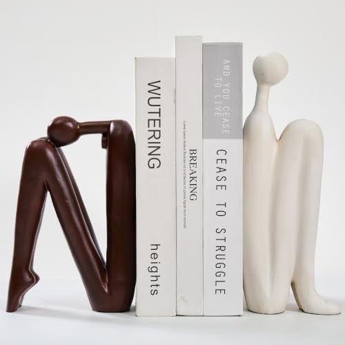 Thinker Statue Bookends for Heavy Books, Abstract Modern Home Decor by Unknown
