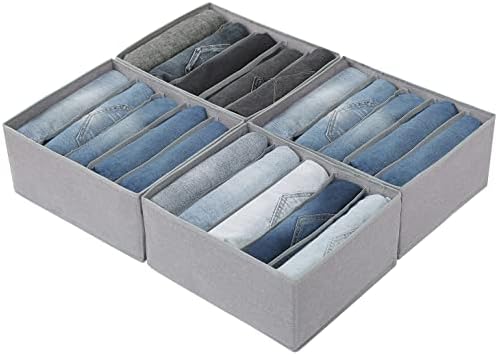 Qozary Pants Jeans Organizer for Closet, 4 Pack Drawer Organizers for Clothing, 5 Grids Wardrobe Clothes Storage for Deep Drawer, T-Shirts, Legging, Short by Qozary