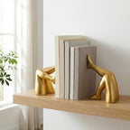 Minimalist Leg Sculpture Bookends for Shelves, Decorative Gold Book Ends, Modern Aesthetic Bookshelf Decor, Resin Book Stoppers for Home Office/Library Decoration - Image 3