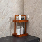 Utoplike Teak Wood Shower Caddy Corner, Bathroom Standing Rack Countertop - Image 3