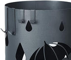 SONGMICS Umbrella Stand, Metal Umbrella Holder for Entryway, with Water Tray and 4 Hooks, 7.7 x 7.7 x 19.3 Inches, Round, Anthracite Gray ULUC23AG - Image 3