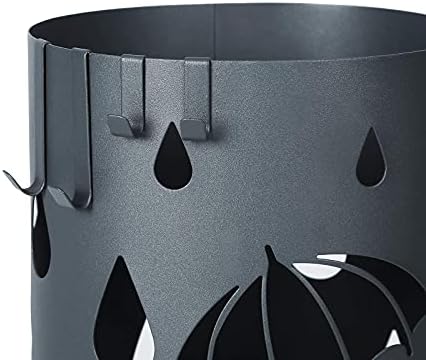 SONGMICS Umbrella Stand, Metal Umbrella Holder for Entryway, with Water Tray and 4 Hooks, 7.7 x 7.7 x 19.3 Inches, Round, Anthracite Gray ULUC23AG - Image 3