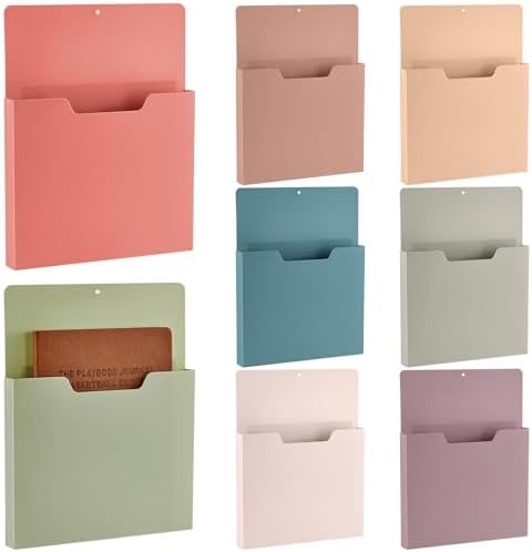 gisgfim 8 Pcs Magnetic Wall File Organizer Magnetic File Paper Holder Hanging Refrigerator Magazine Mail Holder for Planners Letters Documents Whiteboard Classroom Office Home (Retro,10 x 13 Inch) by gisgfim