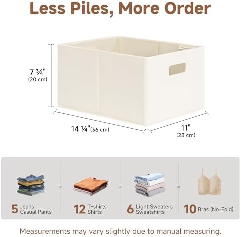 StorageWorks Fabric Storage Bins for Shelves, Large, 4-Pack, Ivory - Image 4