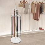 Rotating Tie Rack,Free Standing Belt Display Shelf with Adjustable Feet,66.1in High Metal Scarf Hanger Stand Retail Display Racks for Clothing Store (White) - Image 4