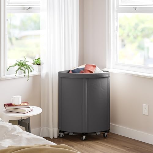 Corner Heavy-Duty Canvas Hamper w/Wheels, 24"W x 17.7"D, Gray - Image 4