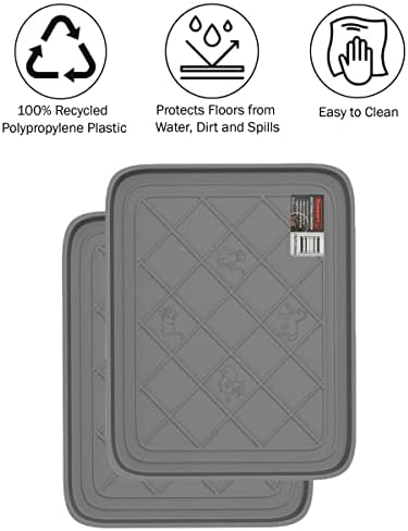 All Weather Boot Tray – Water Resistant Plastic Utility Diamond Pattern Shoe Mat – Indoor or Outdoor Doormats for All Season Use by Stalwart (Gray) - Image 4