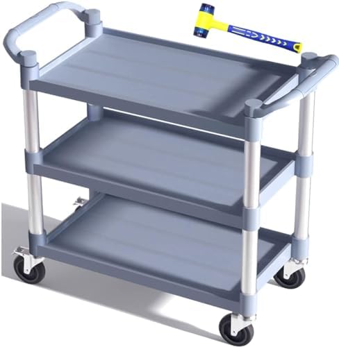 Utility Carts with Wheels Large Size Rolling Cart with Wheels Heavy Duty 600 LBS Food Cart with Lockable Wheels and Hammer for Kitchen/Office/Warehouse, 39.5" D x 19.3" W x 39.5" H(Grey Large Size) by SFESGRER