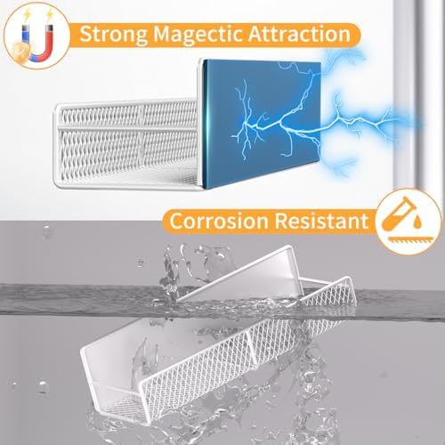 DTUQYX Magnetic Spice Rack for Refrigerator, 4 Pack 100% Metal Strong Magnet Fridge Shelves, Space Saving Spice Organizer, No Drilling Moveable Home Kitchen Laundry Room Storage Organization, White - Image 4