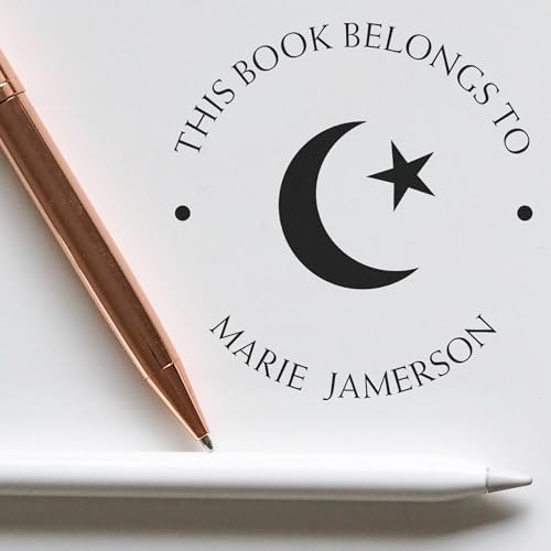 Custom Made Library Stamper - PSI Pre-Inked Inspiring Star Crescent Design - Ideal for Islamic School Teachers - Personalized Home Library Stamp - Custom Library Stamper for Books and Documents - Image 4