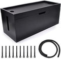 15 Inch Bamboo Large Cable Management Box, Black Cord Organizer by Unknown