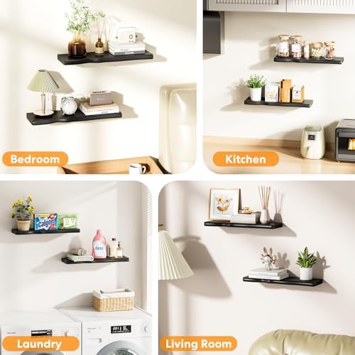 Organic Wavy Edge Floating Shelves,Hidden Brackets,2 Pack 24 in - Image 6